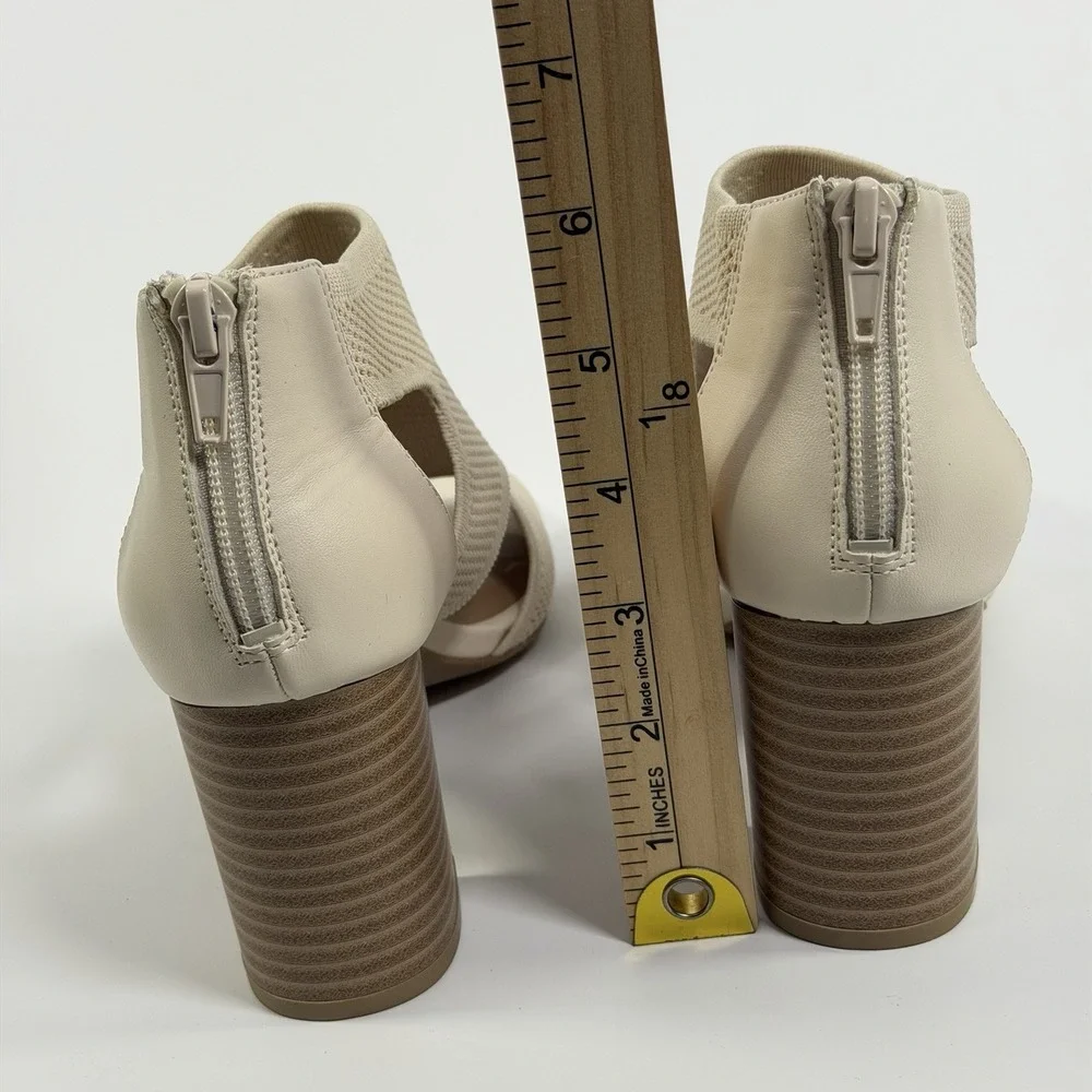 Giani Bernini Size-6M Womens Arisiaaf Knit Block Heel Beige Sandals Bootie